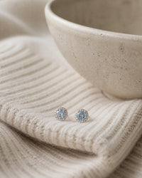 Marrakesh Round Aquamarine Micropavé Stud Earrings