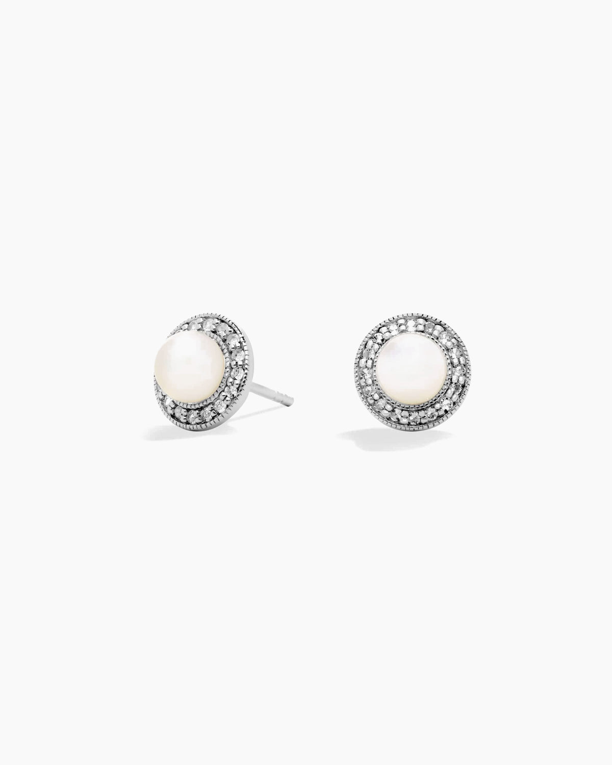 Santorini Pearl Halo Stud Earrings - Image 1