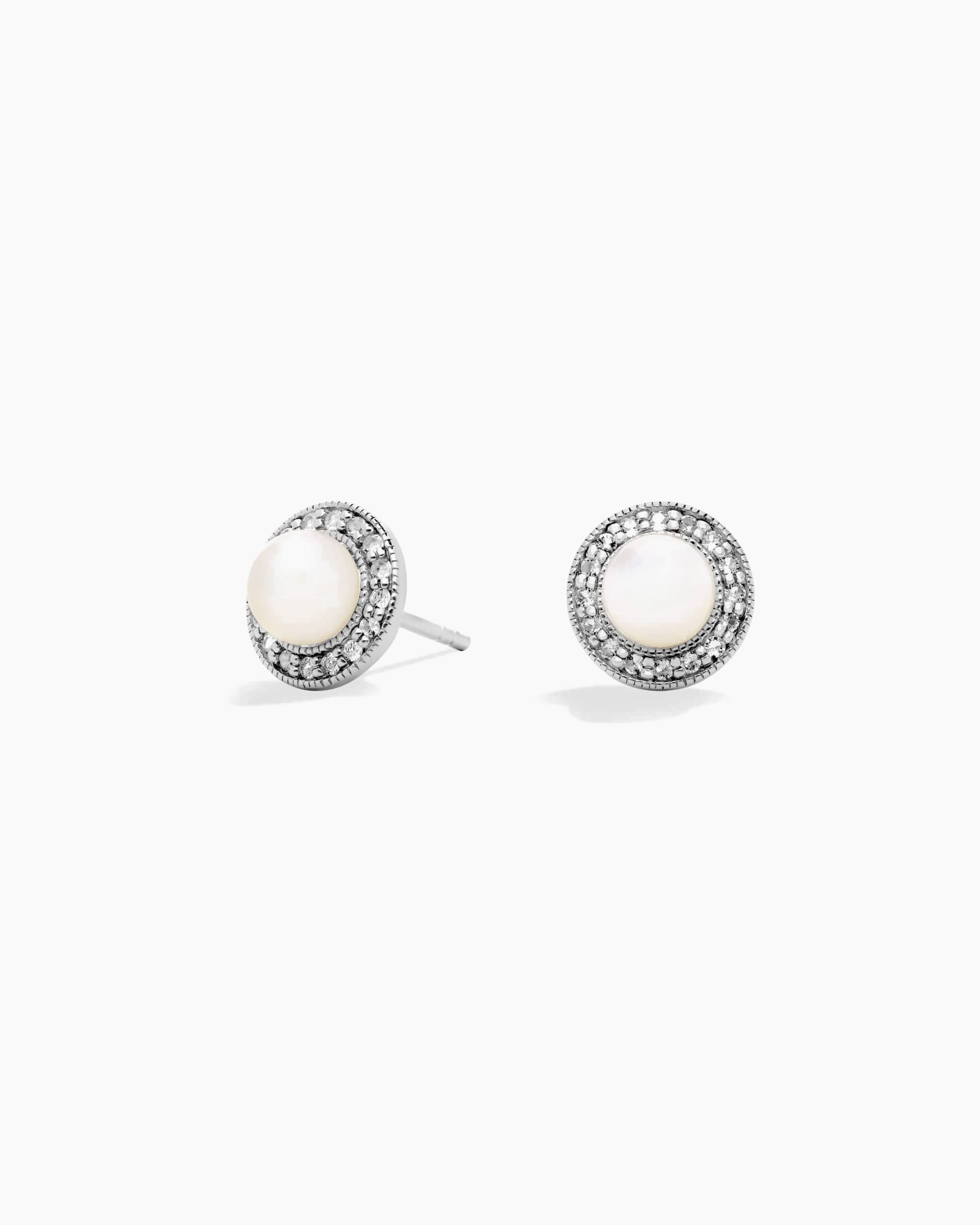 Santorini Pearl Halo Stud Earrings - Image 1