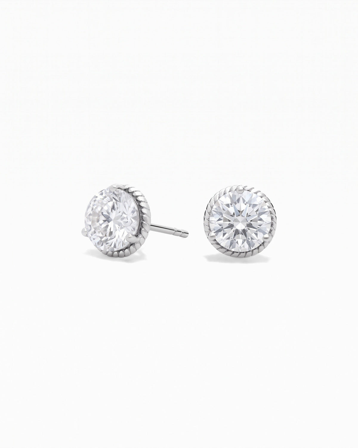 Paris Seine White Sapphire Rope Stud Earrings - Image 1
