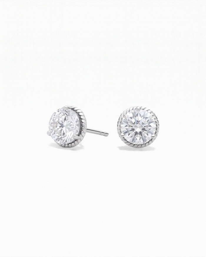 Paris Seine White Sapphire Rope Stud Earrings - Image 1