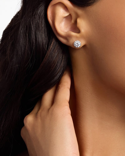 Paris Seine White Sapphire Rope Stud Earrings
