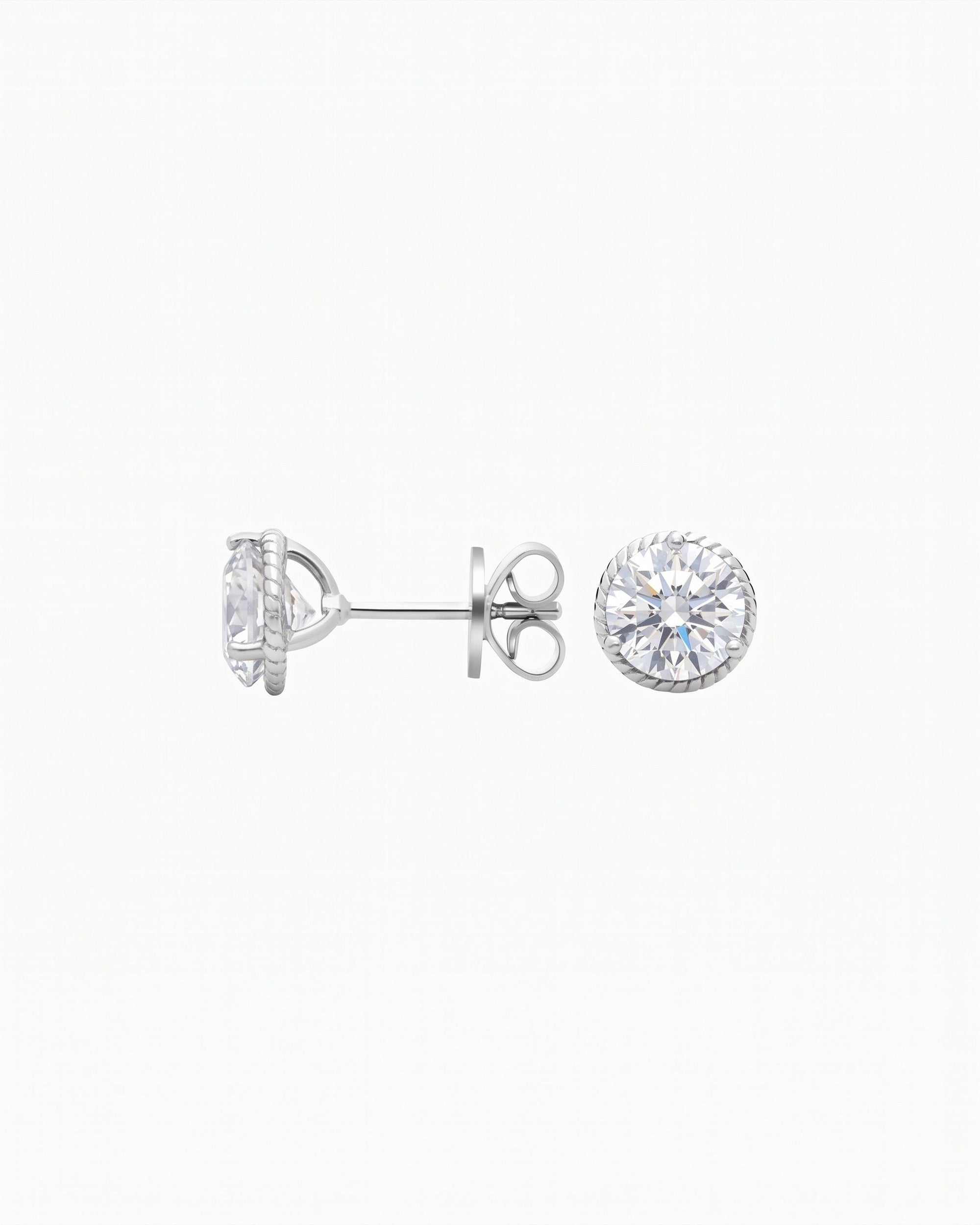 Paris Seine White Sapphire Rope Stud Earrings - Image 4