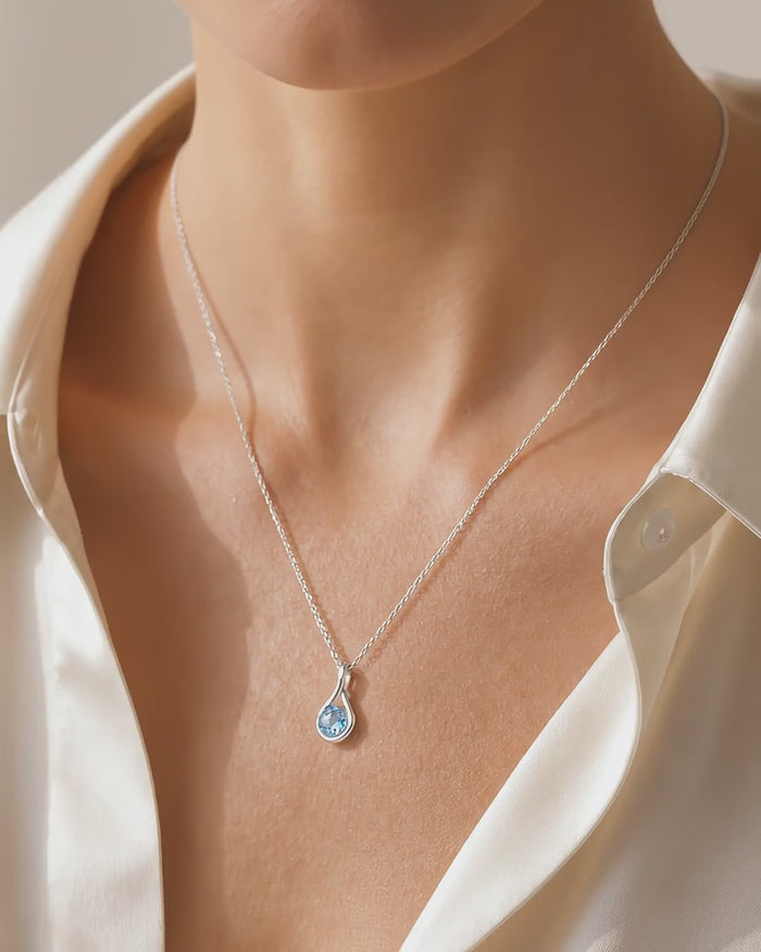 Mayfair Aquamarine Twist Pendant Necklace - Video