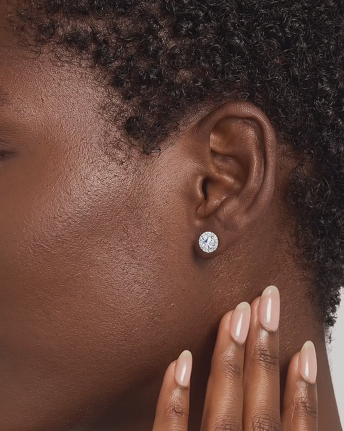Marrakesh Round White Sapphire Micropavé Stud Earrings - Video