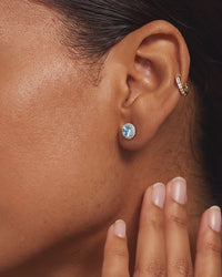 Roma Round Aquamarine Halo Earrings - Video