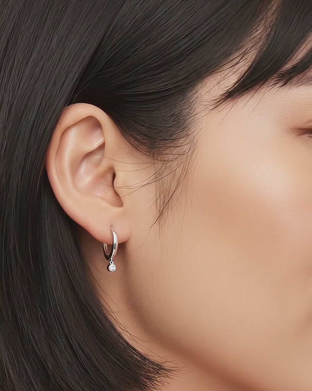 Monaco White Sapphire Drop Huggie Earrings - Video