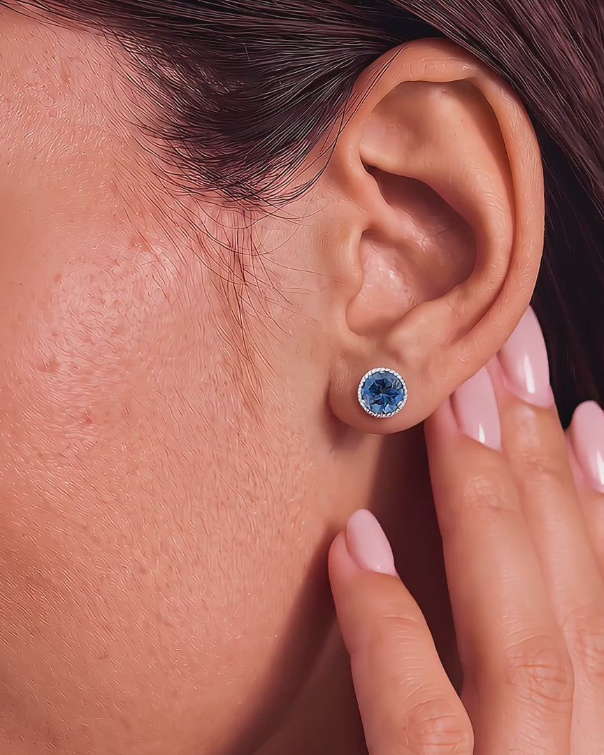 Paris Seine London Blue Topaz Rope Stud Earrings - Video